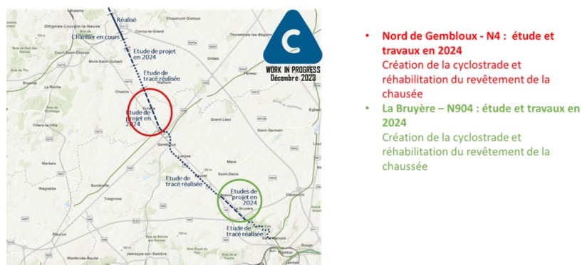 2024 Cyclostrade N4 Gembloux-Namur plan