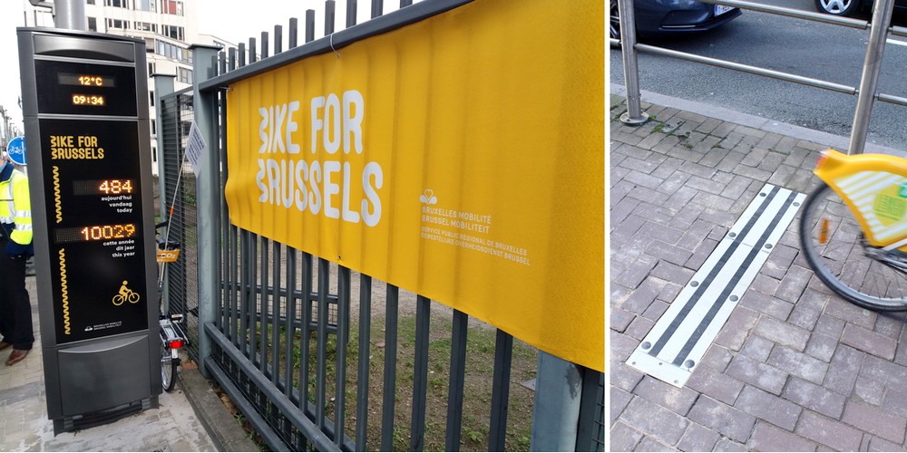 Compteur vélo automatique sur la rue de la Loi à Bruxelles