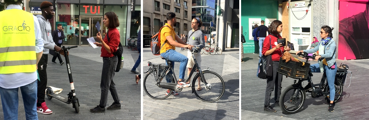 Action de sensibilisation au sein du piétonnier des boulevards du centre à Bruxelles